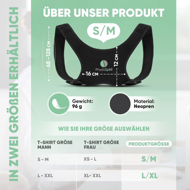 Physiospirit Premium Posture Corrector 2021 - Back Straightener - For Confident Posture - Shoulder Strap - Posture Correction For The Back - Men And Women - S/M - NewNest Australia