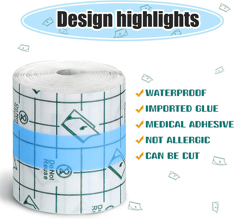 YeahBoom waterproof transparent bandage, 6 cm x 10 m waterproof plaster, self-adhesive bandage tattoo, waterproof plaster after surgery, medical plaster, waterproof plaster roll, wound dressing 6 cm x 10 m - NewNest Australia