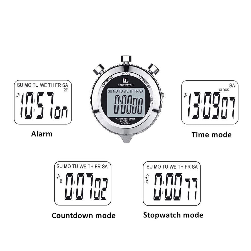 Rolilink Stopwatch,Metal Stop Watch for Sports Waterproof Stopwatches Timer for Sports and Competitions 2 Lap With Backlight-metal - NewNest Australia