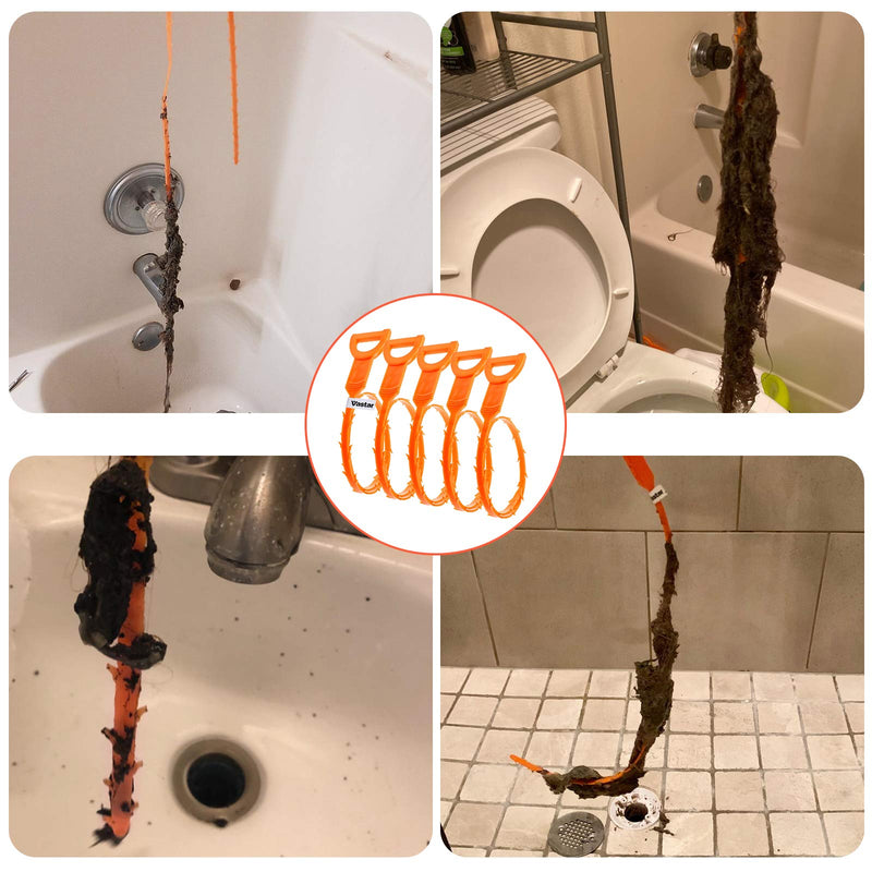 Vastar 5 Pack 19.6 Inch Drain Snake Hair Drain Clog Remover Cleaning Tool - NewNest Australia
