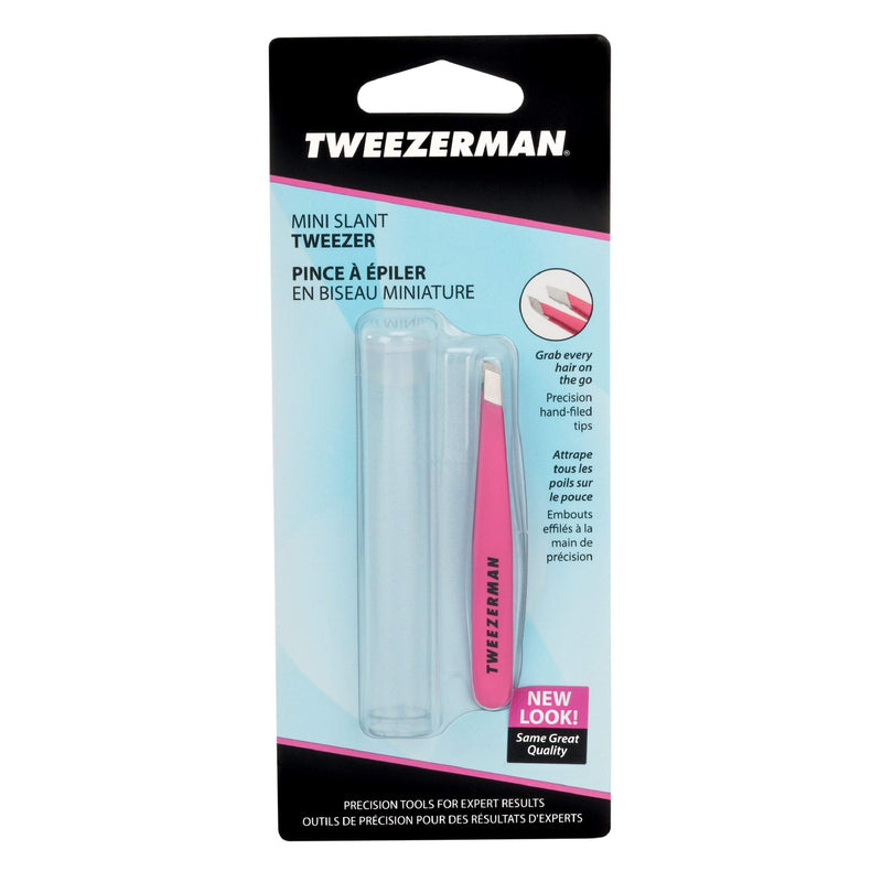 Tweezerman Stainless Steel Mini Slant Tweezer, Neon Pink, 1 Count Flamingo Pink - NewNest Australia
