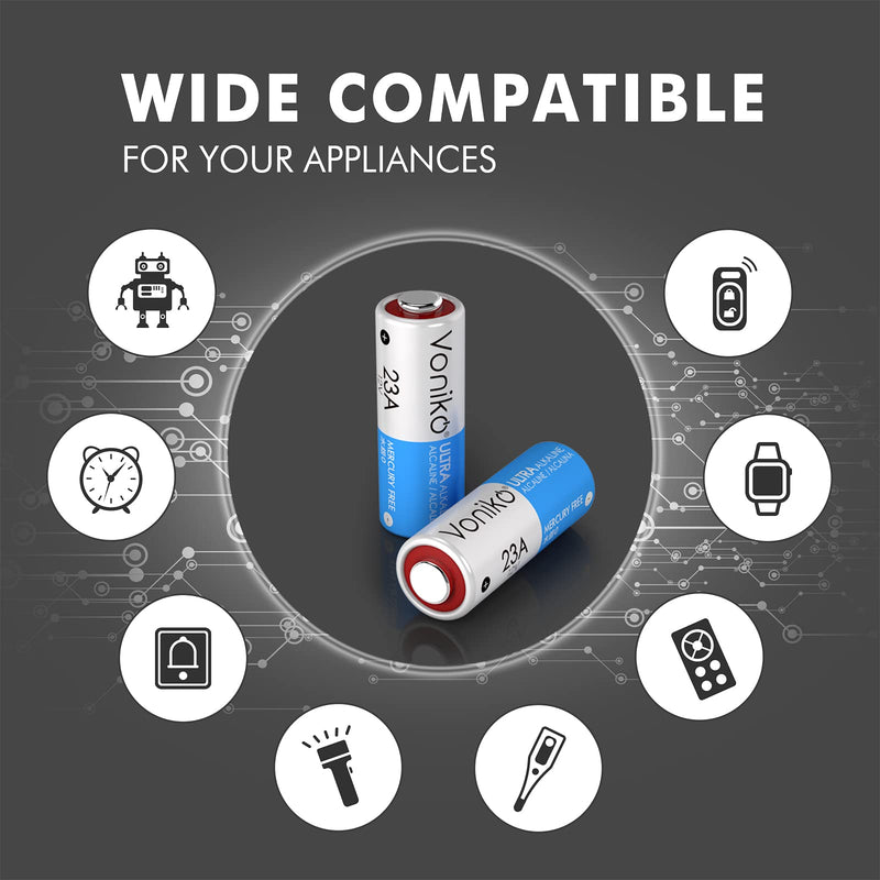 VONIKO Alkaline Battery 23A - Ultra 23A Batteries (6-Pack) - Long Lasting 12 Volt A23 Battery for Doorbells and Power Remote 6 Count (Pack of 1) - NewNest Australia