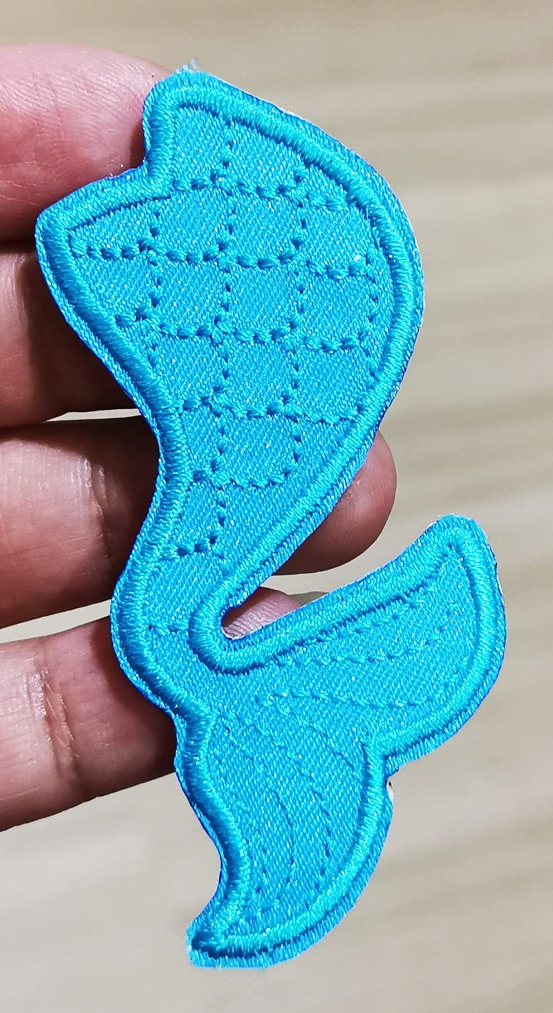 Nipitshop Patches Beautiful Blue Little Mermaid Tail Cartoon Kids Patch Embroidered Iron On Patch for Clothes Backpacks T-Shirt Jeans Skirt Vests Scarf Hat Bag - NewNest Australia