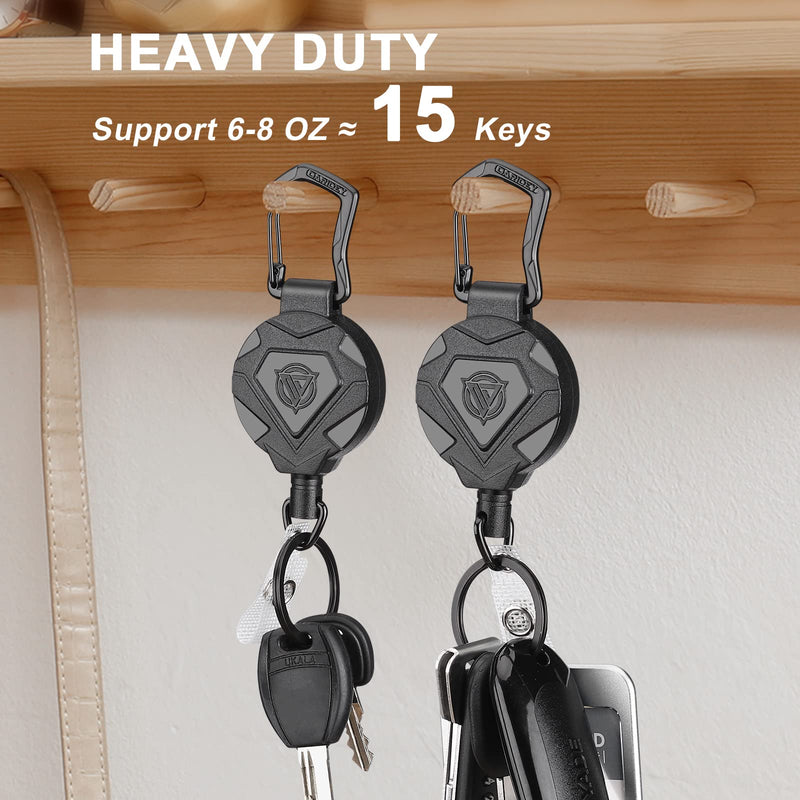 Oaridey 2 Pack Retractable Keychain Heavy Duty, Badge Reels Retractable, Tactical ID Badge Holder with Upgraded Zinc Alloy Carabiner, 31.5'' Coated Steel Cord, Bearing 8.0 oz - NewNest Australia