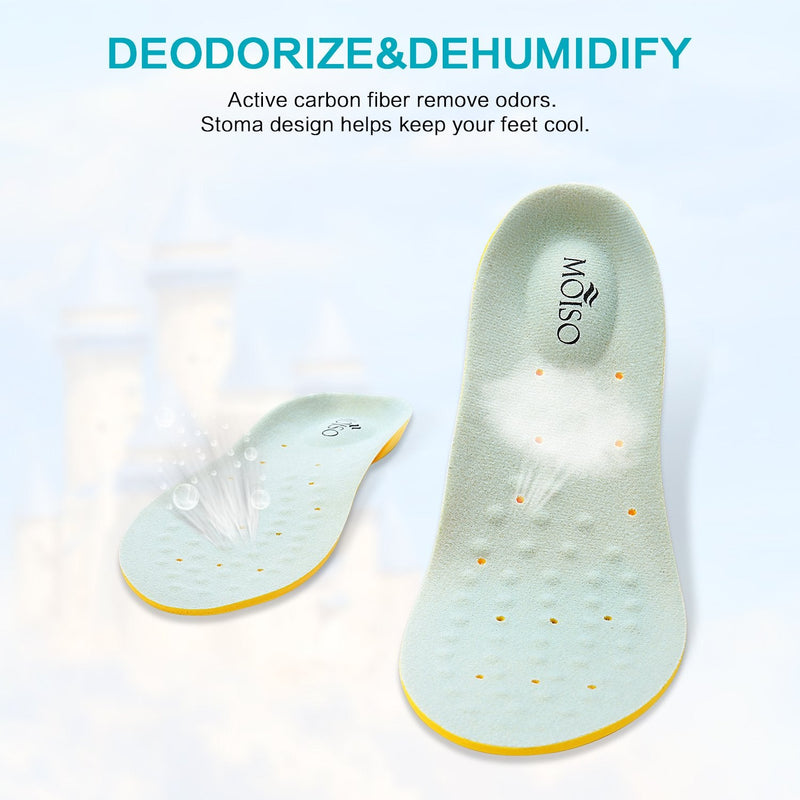 MOISO Memory Foam Orthotic Insoles for Plantar Fasciitis with Arch Support Shock Absorption Metatarsal Pad Stoma Design for Men & Women 8-10.5 UK Women / 7.5-10 UK Men Yellow - NewNest Australia