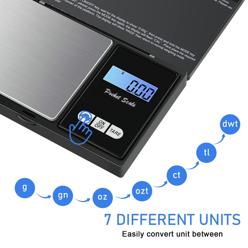 500G / 0.01G Pocket Scale, 500 X 0.01G Digital Pocket Scale, Precision Mini Kitchen Scale, Gold Scale, Coin Scale, Multifunction For Kitchen, Tea, Yeast, Coffee, Jewelery, Herbs - NewNest Australia