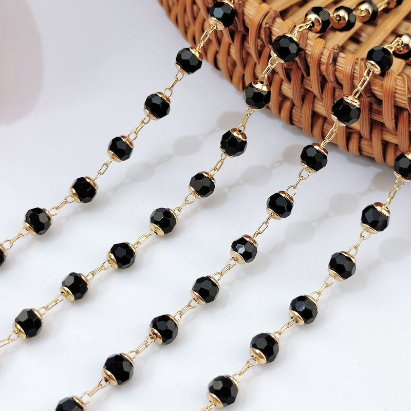6.56 Feet Mixcolor Link Chains 2 Meter Handmade Gold Plated Beaded Brass Chains for Choker Necklace Bracelet Earrings Eyeglass Chain Jewelry Making (PN-1047-Black) PN-1046-Black - NewNest Australia