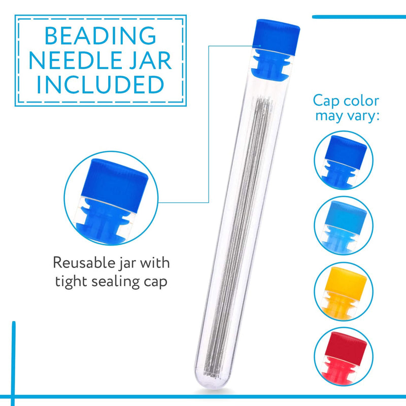 15 Pack Big Eye Beading Needles 3 Sizes - Easy to Thread, Reduces Fumbling, Great for All Jewelry Making and Beading Projects - Includes Needle Tube (Color May Vary) - NewNest Australia