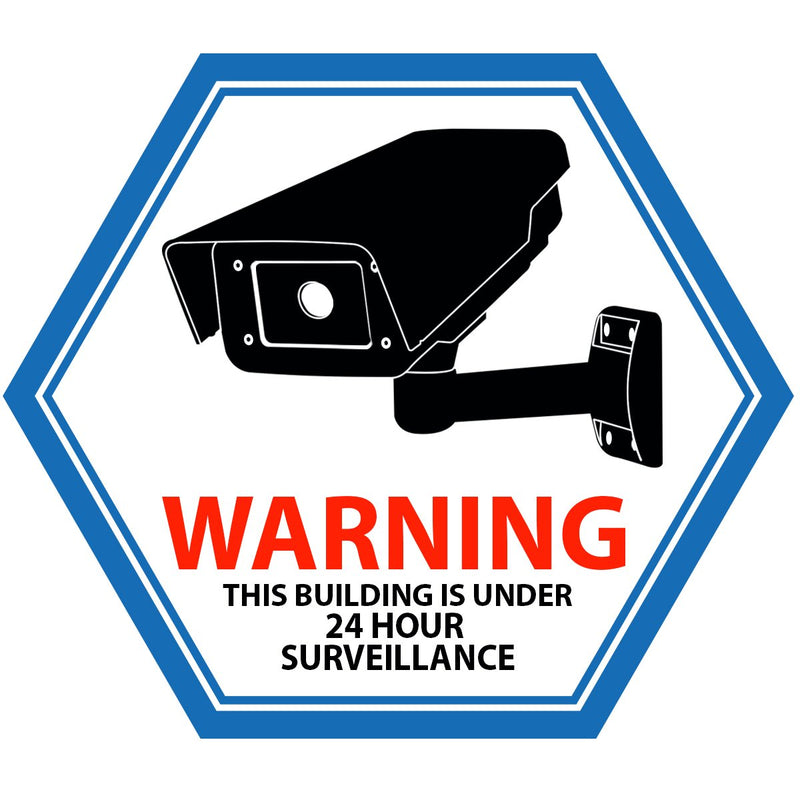 Mandala Craft Security Camera Decal Warning Window Stickers, CCTV Video Surveillance Recording Signs from Vinyl for Indoors, Outdoors; Back Adhesive Blue 4 X 3.5 inches - NewNest Australia