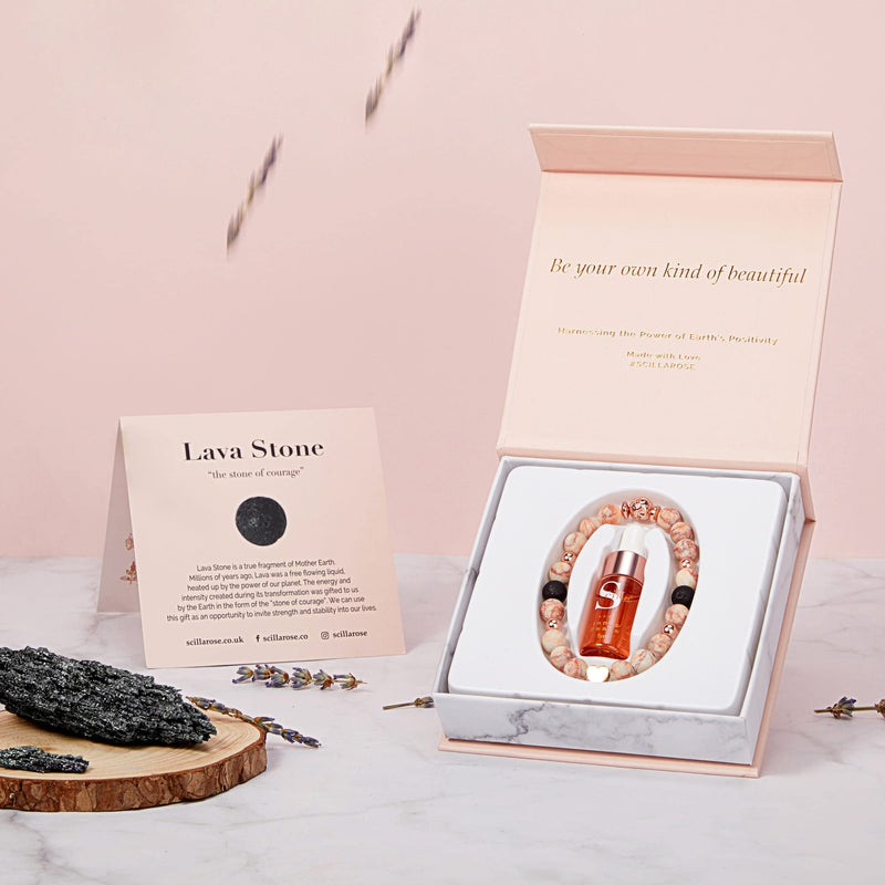Anxiety Bracelet for Women- Lava Rock and Red Jasper Crystal Diffuser with Good Sleep Oil - Aromatherapy Crystals – with Love Heart Charm- Wellness Bracelet Gifts for Women - Gift Box - NewNest Australia