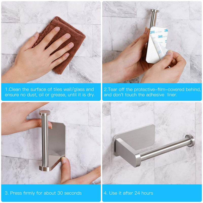 Toilet Paper Holder Self Adhesive - VAEHOLD Kitchen Washroom Adhesive Toilet Roll Holder No Drilling for Bathroom Stick on Wall Stainless Steel Brushed Silver - NewNest Australia