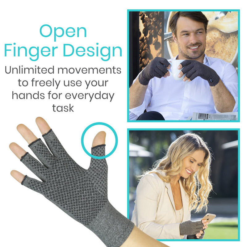 Vive Arthritis Gloves with Grips - Men & Women Textured Fingerless Compression - Open Finger Hand Gloves for Rheumatoid and Osteoarthritis - Arthritic Joint Pain Relief (Large) L - NewNest Australia