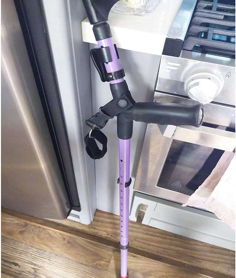 Adjustable Elastic Wrist Straps and Hands Free Walking Stick Cane Clip Holder - Attach to Belt or Waist Band -（Suitable for 7/8~1"）~ Perfect Solution - for Camping & Hiking - No Cane - NewNest Australia