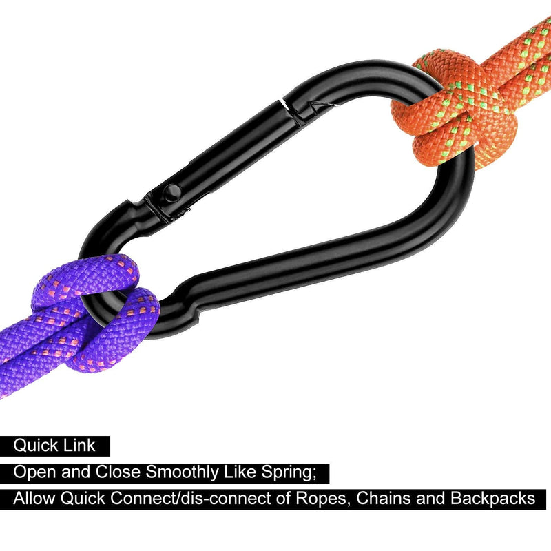 8 Pack Spring Snap Hooks, Heavy Duty Carbon Steel Carabiner Clip, Capacity 500Lbs 5/16”x3” Quick Link Buckle Clip for Camping, Fishing, Hiking M8 Key Chain Carabiner for Swing and Hammock - NewNest Australia