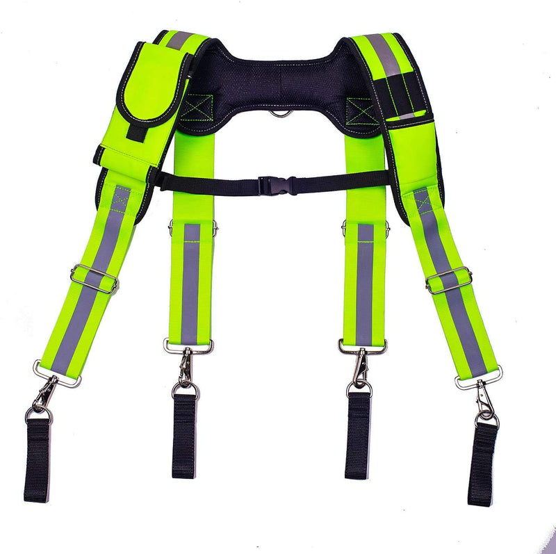 Sincerities Tool Belt Suspenders/Carpenter Electrician Tool Belt Suspenders Hi Viz - include Padded Foam,Phone Holder Tape Holder Pencil Holder Adjustable Straps, Fluorescent Green, 12.93.52.7inch - NewNest Australia