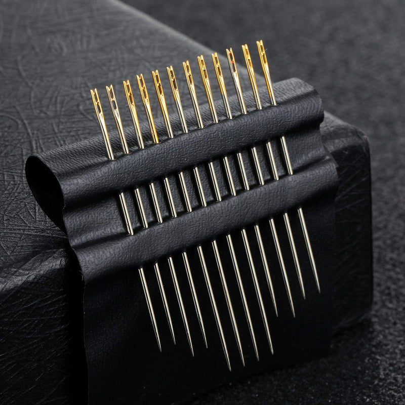 24 Pieces Self Threading Needles Easy Threading Needles and 4 Pieces Large-Eye Hand Sewing Needles with 2 Pieces Wooden Needle Case for Storing Handmade Sewing Embroidery Needle Accessories - NewNest Australia