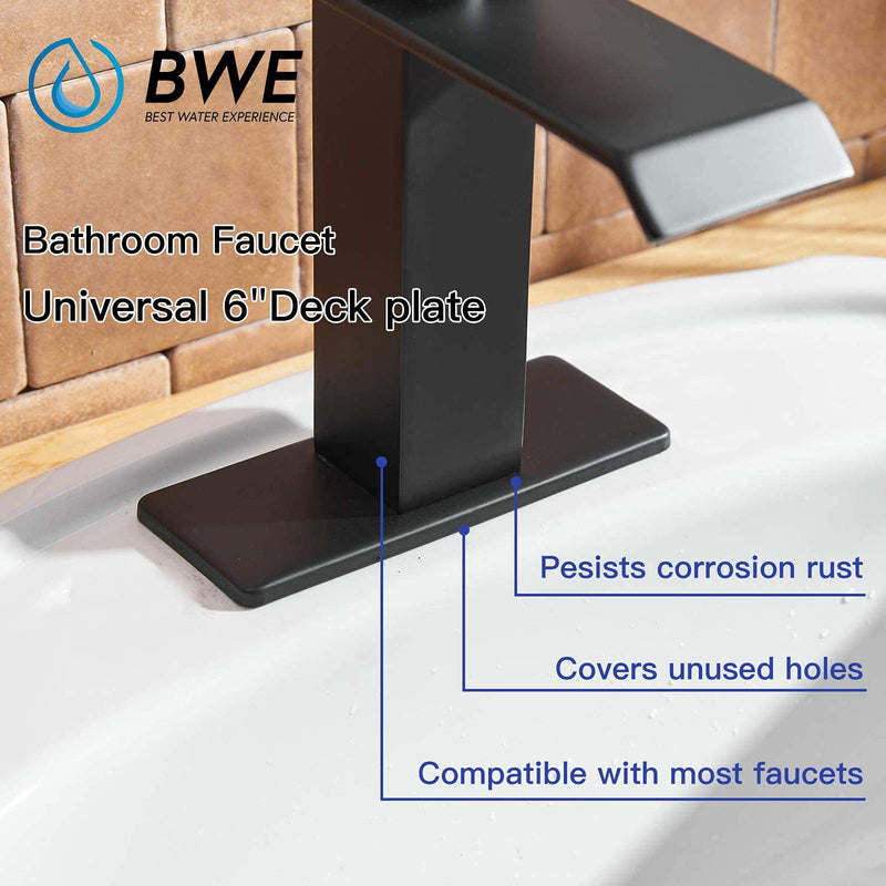 BWE 6" Bathroom Vanity Sink Faucet 4" Hole Cover Deck Plate Escutcheon Black Matte Black - NewNest Australia