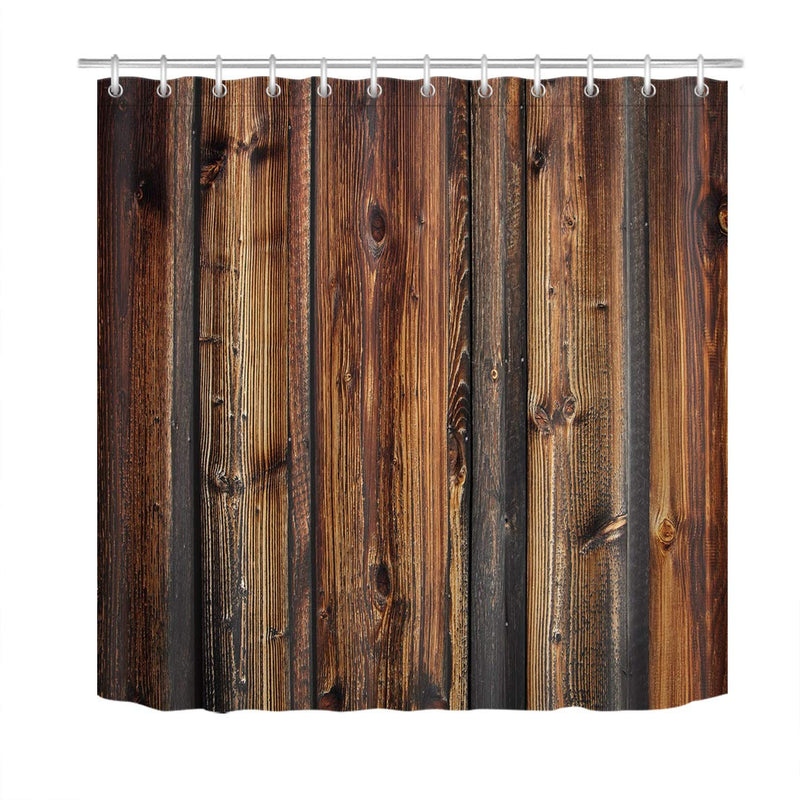 LB Rustic Country Style Barn Door Shower Curtains Farmhouse Style Western Brown Primitive Wood Shower Curtains for Rural Life 72x72 Inch Waterproof Polyester Fabric with 12 Hooks 72Wx72L - NewNest Australia