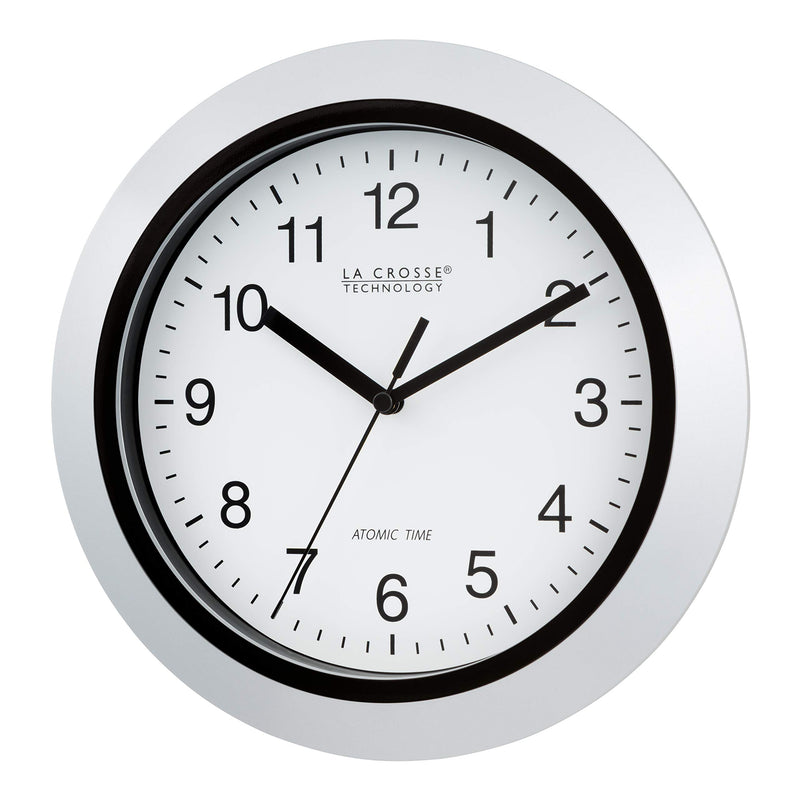 NewNest Australia - La Crosse Technology Atomic Analog Wall Clock, 10", Silver 