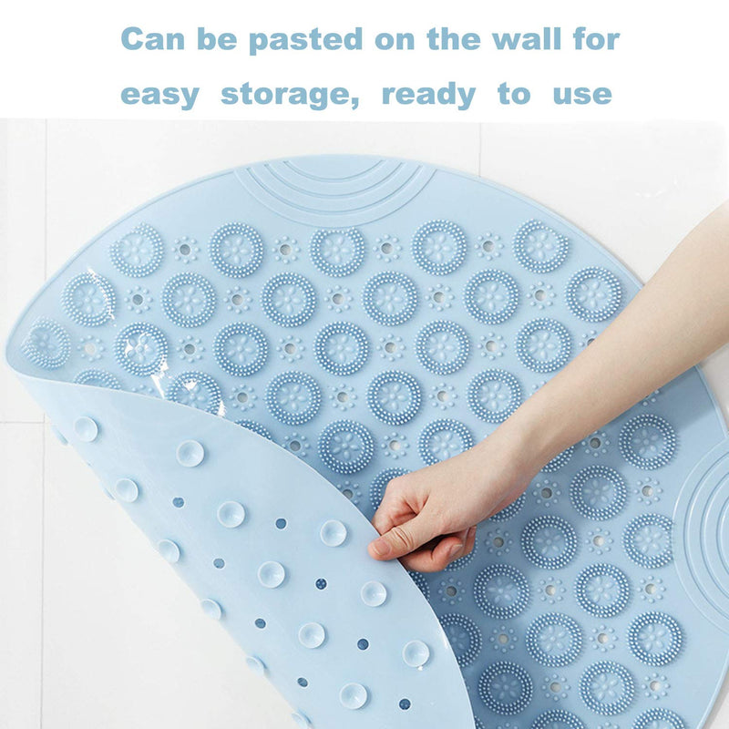 Round Shower Mat,Non-Slip Bath Mat With Suction Cup, Massage Function, Anti-mold and Antibacterial Rubber Circular Shower Mat for Children, With Drainage Holes(Blue) Blue - NewNest Australia