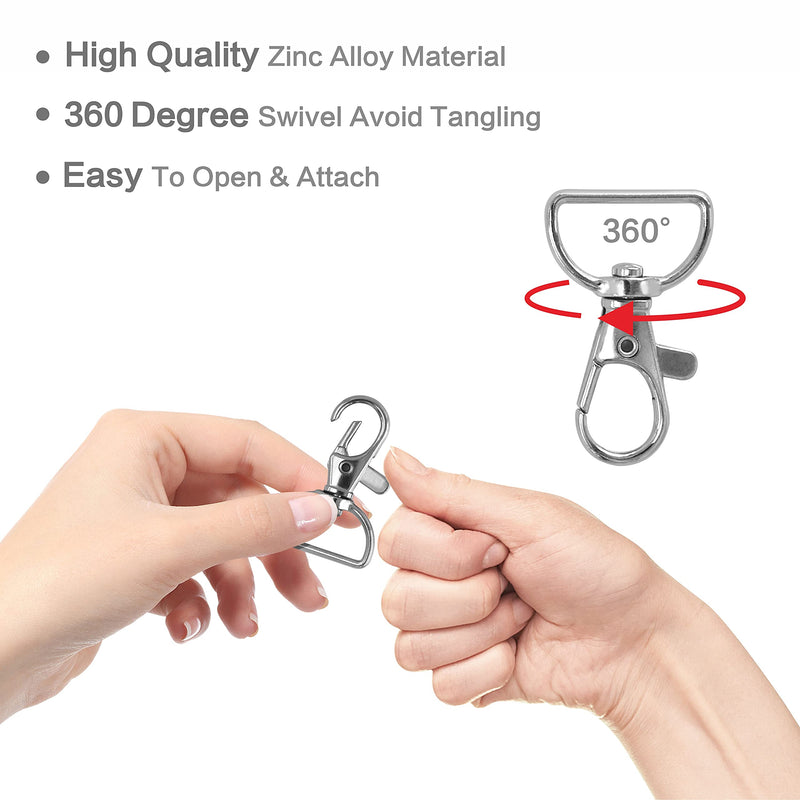 80 Pack Lanyard Swivel Snap D Ring Hooks for Crafts and Purse Hardware (1.5” L X 0.75” W) 7 Colors - NewNest Australia