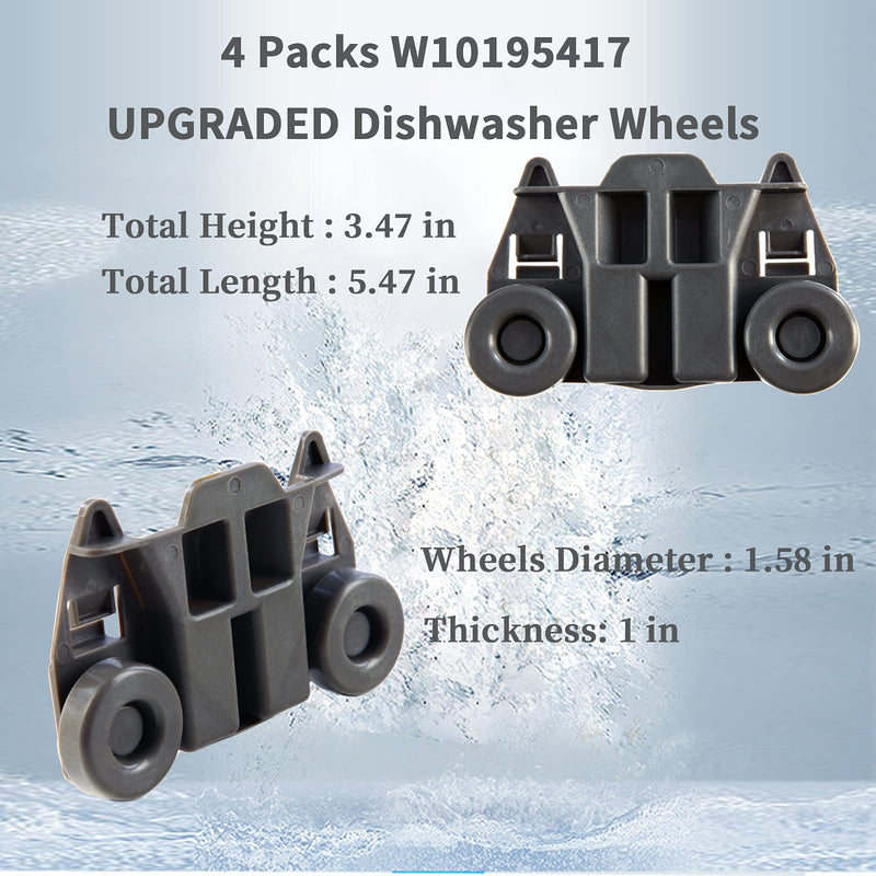 4 Packs W10195417 UPGRADED Dishwasher Wheels Lower Rack For kenmore whirlpool kitchen aid,Dishwasher Wheels Replaces Dish Rack Part Number AP4538395, PS2579553,WPW10195417, AH2579553, EA2579553 - NewNest Australia