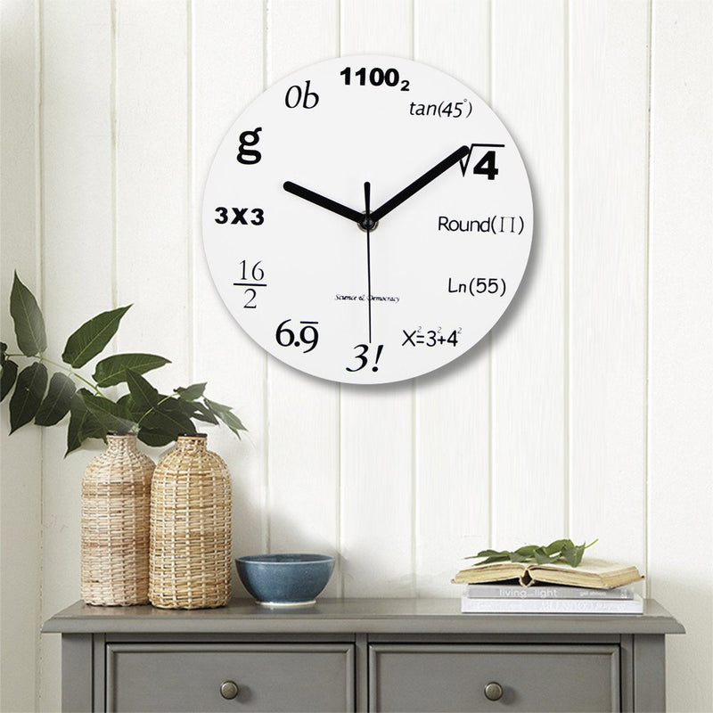 NewNest Australia - Timelike Math Clock, Unique Wall Clock Modern Design Novelty Maths Equation Clock - Each Hour Marked by a Simple Math Equation (12"(30CM)) 12"(30CM) 