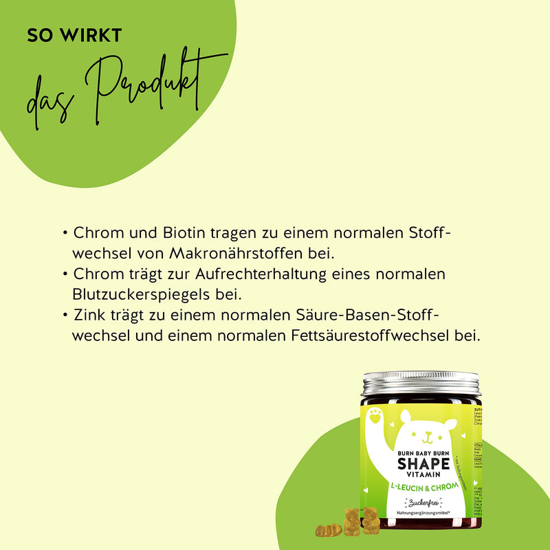 For fat metabolism and fat burning - support in losing weight - with chromium, biotin, zinc, L-leucine - monthly supply - Bears with Benefits Burn Baby Burn Shape Vitamin, rubber - NewNest Australia