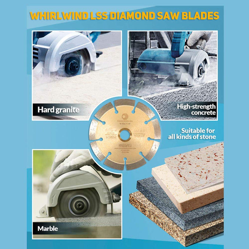 WHIRLWIND USA LSS 4 Inch Diamond Saw Blade,Dry or Wet Cutting Saw Blades for Sharp Cutting Concrete Stone Brick Masonry,Broadened Cutter Head 4" - NewNest Australia