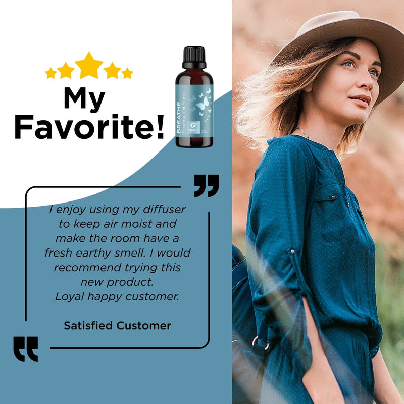 Breathe Blend Essential Oil for Diffuser - Invigorating Breathe Essential Oil Blend with Eucalyptus Peppermint Tea Tree and Mint Essential Oils for Diffusers for Home and Shower Aromatherapy - NewNest Australia