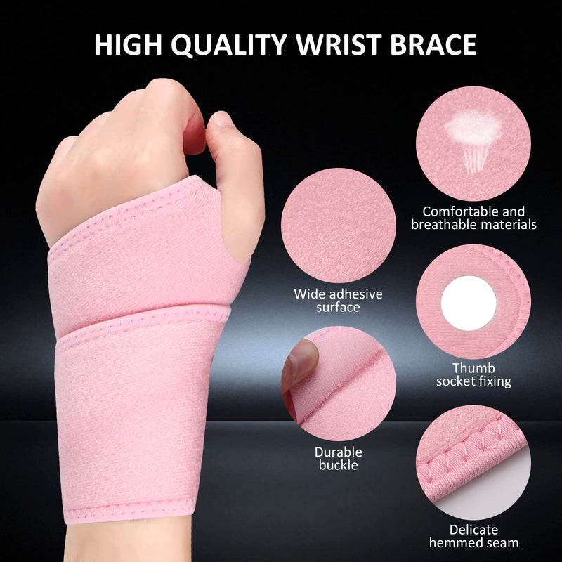 Wrist Support Adjustable Wrist Brace Compression for Women and Men 1 Pack Carpal Tunnel Support for Arthritis, Tendinitis, Pain Relief, Sports, Work for Right and Left Hands (Pink) Pink - NewNest Australia