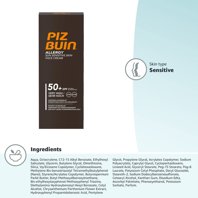 Piz Buin Allergy Sun Sensitive Skin Face Cream SPF50+, 50ml color_308 - NewNest Australia