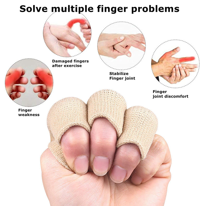 Finger Sleeves, Thumb Splint Brace Elastic Finger Support Brace Protector Tape Breathable for Pain Relief Arthritis Trigger Basketball Baseball Compression Protector (Nude) Nude - NewNest Australia