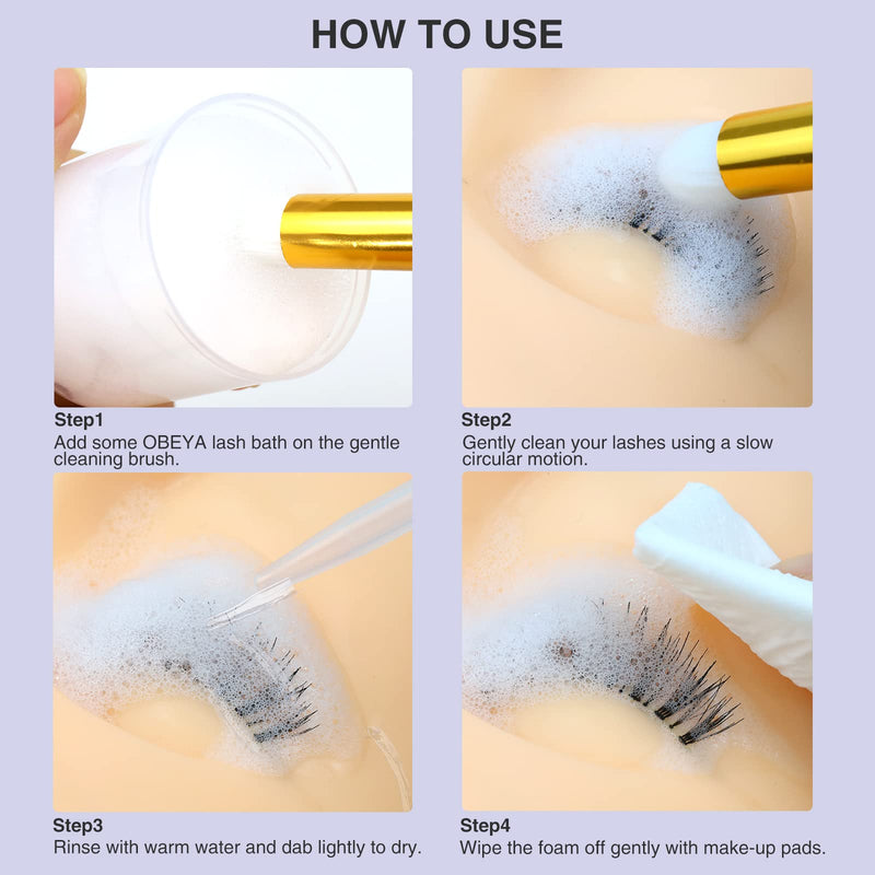 Lash Shampoo for Eyelash Extensions, 60mL Eyelash Extension Cleanser with Brush, Oil Free Eyelid Foaming Cleanser, Lash Extension Shampoo Kit with Brush, Eyelash Wash for Extensions Home Salon Use 60 ml (Pack of 1) - NewNest Australia