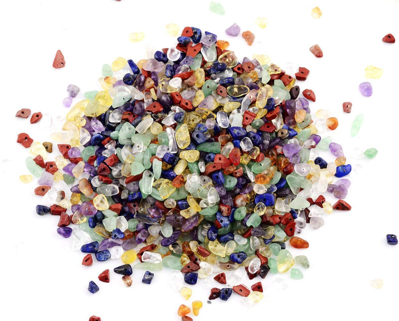7 Chakra Natural Chip Stone Beads 3-5mm 100g About 500 Pieces Irregular Gemstones Healing Crystal Loose Rocks Bead Hole Drilled DIY for Bracelet Jewelry Making Crafting (3-5mm, 7 Chakra Color Mix) - NewNest Australia