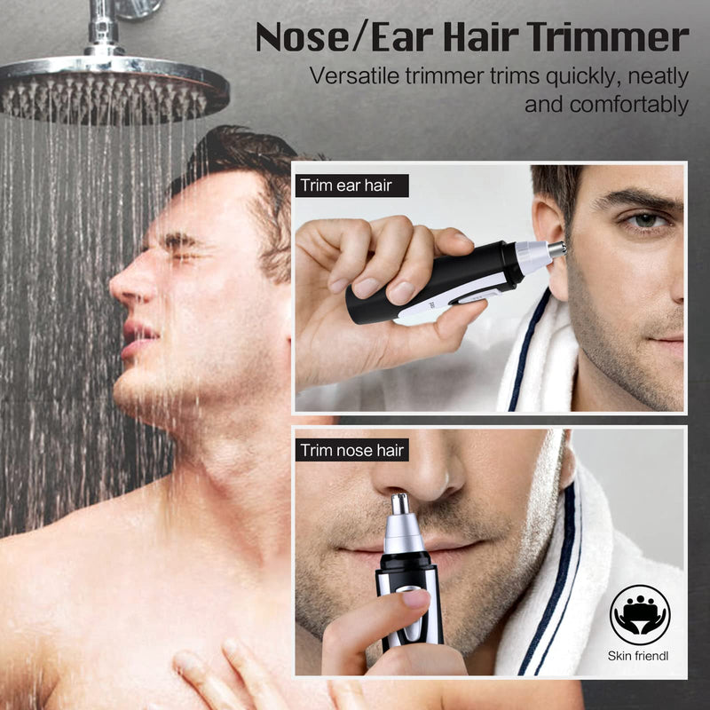 Nose Hair Trimmer Nose Hair Trimmer Ear Hair Trimmer, Professional Painless Eyebrow and Eye Hair Trimmer for Men and Women, Battery Operated, IPX7 Waterproof Double Blades Black - NewNest Australia