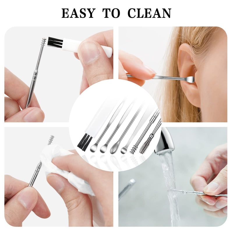 Vicloon Ear Cleaner, Ear Wax Remover, 7 In 1 Stainless Steel Ear Cleaner With Portable Storage Bag, Ear Cleaner, Suitable For Home, Business Trip, Travel (Yellow + Black) - NewNest Australia