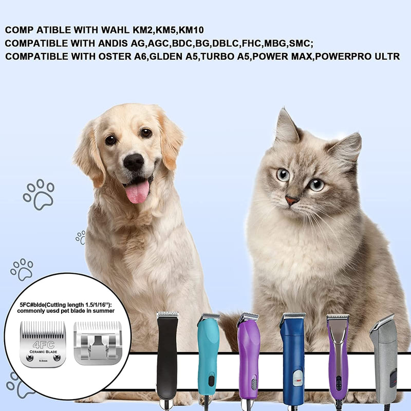 Cosyonall Removable Replacement Blade For Pet Dog Grooming Clipper Compatible With Andis Oster A5, Wahl Km Series Clippers (4Fc:(3/8") (9.5Mm)) 4Fc:(3/8") (9.5Mm) - NewNest Australia