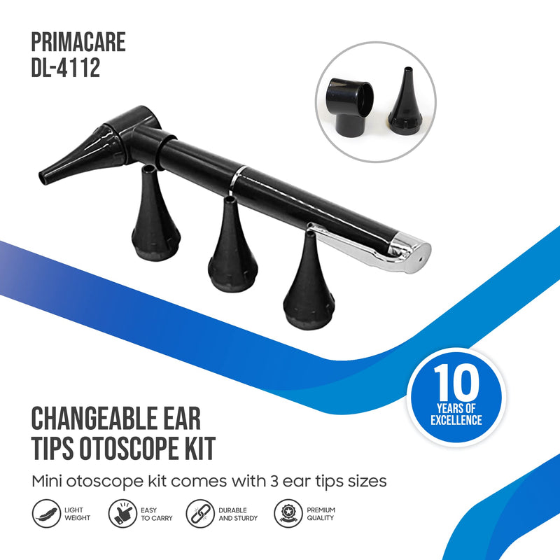 Primacare DL-4112 Mini Diagnostic Otoscope Kit with High Resolution LED Ear Light, Full Spectrum Medical LED Pocket Clip Otoscope for Nurse, Student, Doctors EMT, 3 Sized Speculas - NewNest Australia