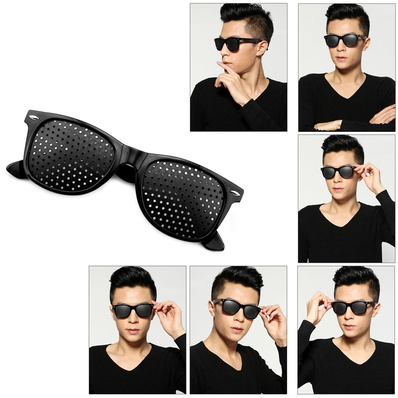 Grenhaven Black Pinhole Glasses for Eye Training Pinhole Glasses Oval Glasses - NewNest Australia