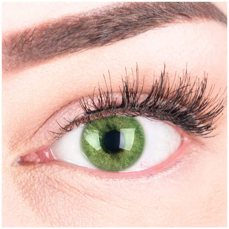 Glamlens Silicone Comfort Contact Lenses, Colored ‚újasmine Green‚ù, Very Strongly Opaque And Natural Green + Container, 1 Pair (2 Pieces), Dia 14.00, With And Without Prescription - NewNest Australia