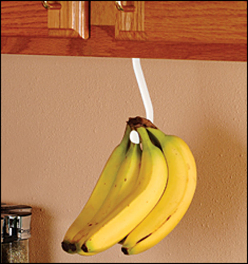 NewNest Australia - Banana Hook Hanger Under Cabinet Hook Ripens Bananas with Less Bruises, Hang Other Lightweight Kitchen Items, Folds Up Out of Sight When Not in Use, Self-Adhesive + Pre-drilled Screw Holes (White) 