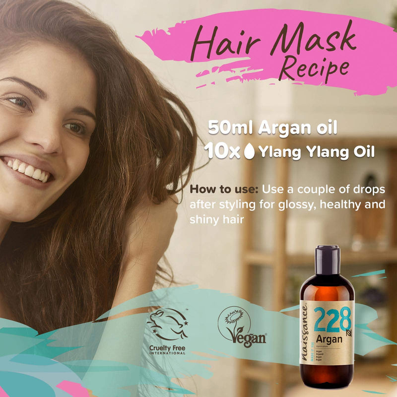 Naissance Argan Oil (no. 228) 250ml - Pure & Natural, Anti-Ageing, Antioxidant, Vegan, Hexane Free, No GMO - Natural Moisturiser & Conditioner for Face, Hair, Skin, Beard & Cuticles - NewNest Australia