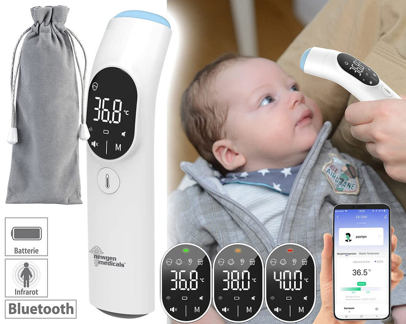 Newgen Medicals Ear Fever Thermometer: Medical 3-In-1 Infrared Thermometer, App, Surface Measurement (Forehead Fever Thermometer, Digital Fever Thermometer, Seniors) - NewNest Australia