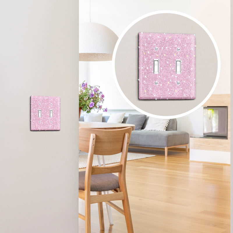 Shiny Rhinestones Wall Plate Cover Light Switch Cover Outlet Covers Wall Plate Cover Light Switch Cover Decorative Bling Light Switch Cover (2-Gang Decorator, Pink) 2-Gang Decorator - NewNest Australia