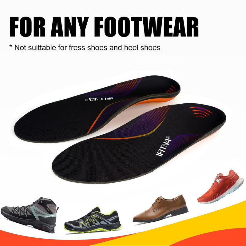 Full Length Arch Support Shock Absorption Orthotic Insole,Insert for Flat Feet,Plantar Fasciitis,Relieve Foot Soreness Unisex,Suitable Athletic,Work Shoes(Size:UK-5,Length:9.44",Black) UK-5-24CM--9.44" Black - NewNest Australia