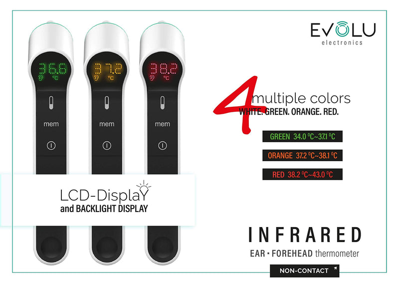 Evolu Fever Thermometer Contactless Infrared Non Contact Forehead Thermometer 3-In-1 Digital Infrared Thermometer - Ear Thermometer For Babies, Children, Adults Ear And Forehead - NewNest Australia