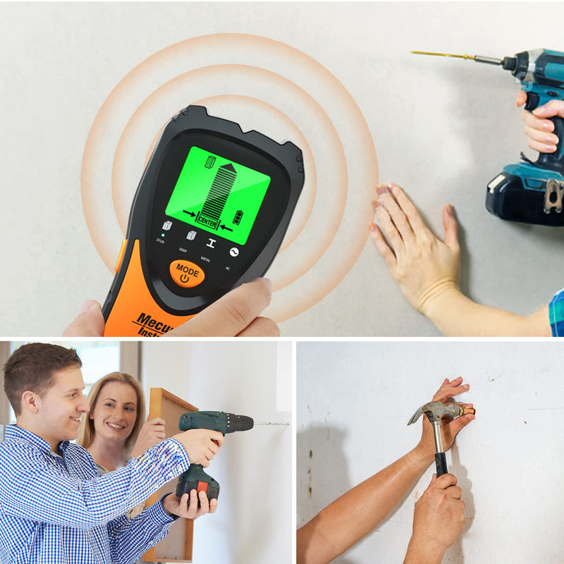 Mecurate Stud Finder Wall Scanner Sensor - 5 in 1 Electronic Stud with LCD Display & Audio Alarm for Wood AC Live Wire Metal Studs Detection Joist Pipe - NewNest Australia