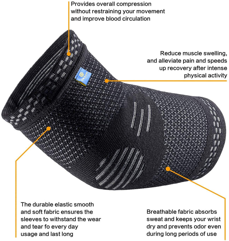 ABYON Professional Medical Grade Elbow Brace Compression Sleeve (Shipped from USA) (1pcs)+Tennis Elbow Brace (2pcs),Elbow Support Gear for Sports or Daily Use to Reduce Elbow Pain and Tendonitis | Tennis Elbow | Golfer's Elbow | Arthritis for Men and W... - NewNest Australia