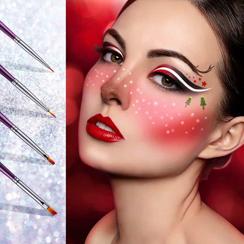 Eyeliner Makeup Brush Set - Angled Liner Brush, Tight Liner Brush, Definer Brush, Ultra-Fine Liner Brush Kit for Detailed Precision Eyeliner, Eyebrow Filling, Body or Face Painting, 4 Pieces Purple - NewNest Australia